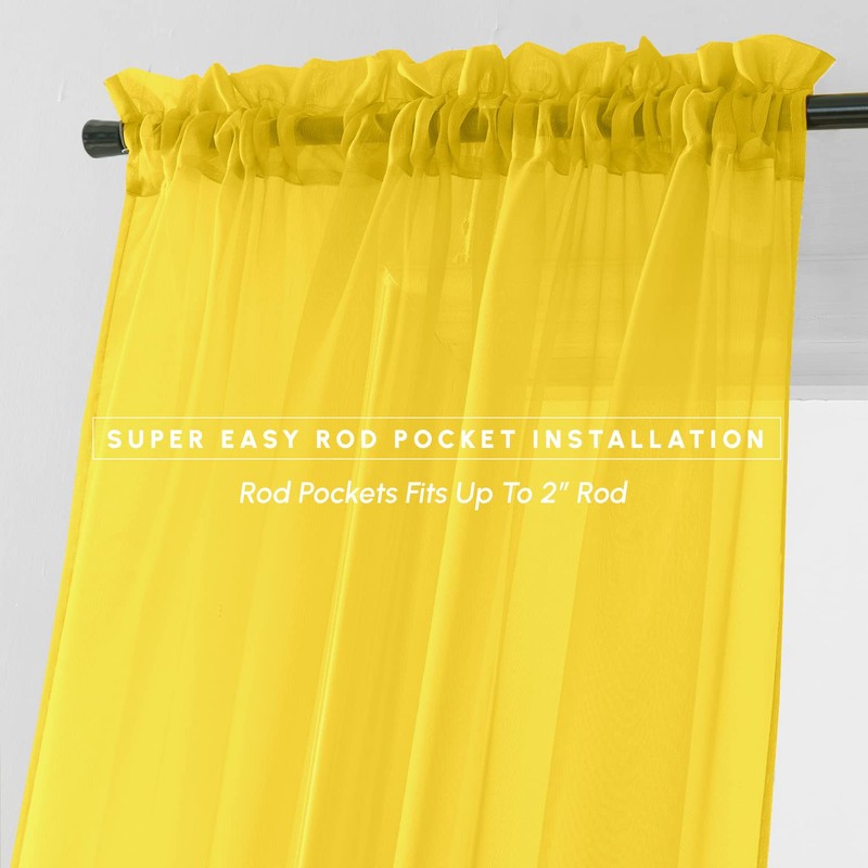 Elegant Comfort 2-Piece Sheer Panel with 2inch Rod Pocket -