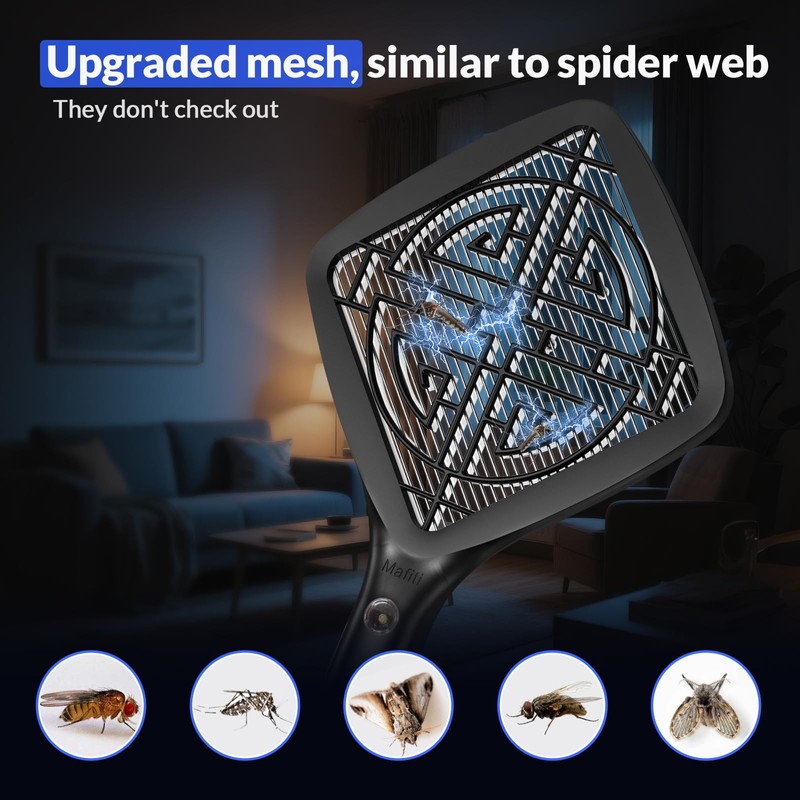 Mafiti Bug Zapper 3000V Mini Electric Fly Swatter with LED