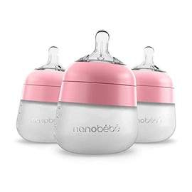 Nanobébé, Biberón de Silicón, 150 ml./ 5Oz. 3Pack Color Rosa