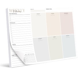 BIROYAL Weekly Planner Notepad - Tear Off Planning Pad with Daily Schedule & Calendar, Top Priorities Check Box, To Do List, Notes and Habit Tracker, 50 Sheets, 120gsm Paper, Undated, 8x11 in