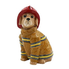Cosmos Gifts Firefighter Dog Candy Jar, 5 1/2" x 4 1/4" x 8 1/8" H, Multicolored