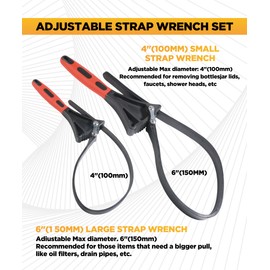 Flaconi Car Oil Filter Strap Wrench,Filter Wrench,Rubber Strap Wrench,Strap Wrench Plumbing,Belt Wrench,Filter Strap Wrench,Oil Filter Wrenches,Suitable for Cars,Tractors,Fuel Filters (Red)