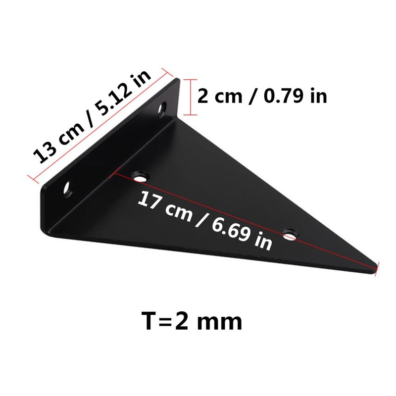 Pack of 2 Triangular Wall Brackets, Shelf Brackets, Triangle Shape,