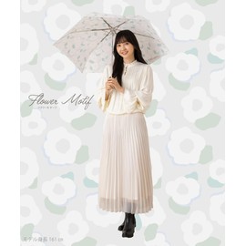 aquas hack 10002057 Folding Umbrella, Rain Umbrella, Floral Print, Brand, Fiberglass, Durable, 21.7 inches (55 cm), green