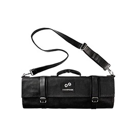 EVERPRIDE Chef Knife Roll Bag Holds 12 Knives and Cooking Tools – Durable, Large Knife Case Made of Canvas and Genuine Leather – Elegant Chef Bag for Professional Cooks – Knives Not Included