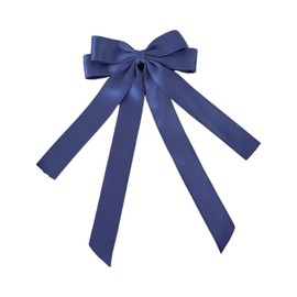 3Pcs Hair Bows for Women Double-Layer Long Tail Bow Hair Clip Hair Ribbon Ponytail Holder Hair Accessories for Women (Dark Blue, 13.5 * 2.5CM)