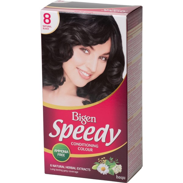 Bigen Speedy Conditioning Colour No. 8 | Easy and Quick to Use | No Ammonia | With Natural Herbal Extracts - Natural Black No. 8