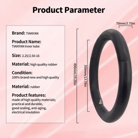 TIANYAN 2 pcs 2.25/2.50-16 70/90-16 Inner Tube Compatible with XL70 CL90 CRF80F, KLX125L KLX140L KX80T1, DR-Z 125L RM85L, RT100 TT-R 125L Dirt/Pit Bikes, Off-road Motorcycles