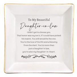 Daughter in Law Gifts from Mother in Law, Ceramic Jewelry Tray Gift for Daughter in Law Wedding Birthday Christmas Mother's Day Gift for Future Daughter-in-Law, Surprise Gift for Daughter in Law