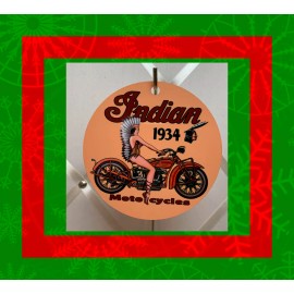Unbranded Indian Motorcycles Headdress 3.9" Aluminum 2 Sided Christmas Ornament w Ribbon