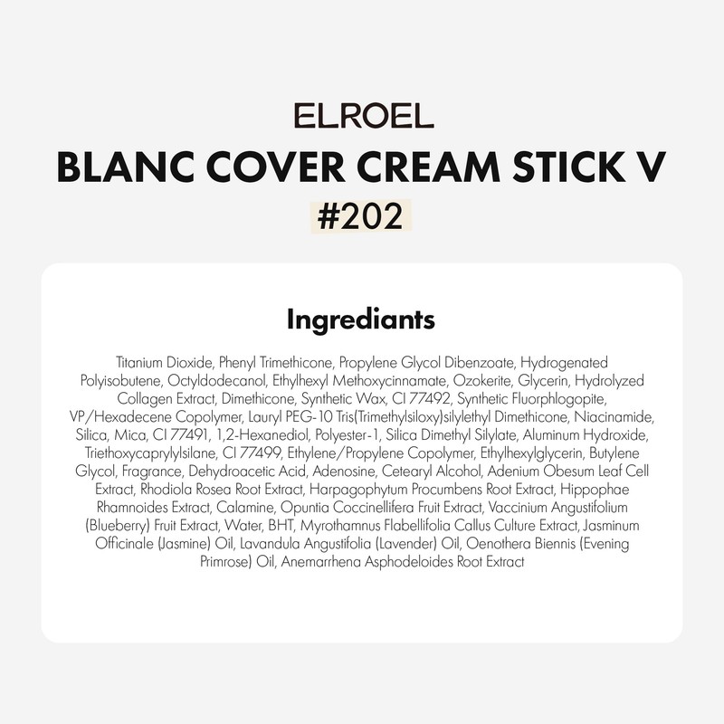 ELROEL Blanc Cover Cream Stick V White - Korean Color-Changing