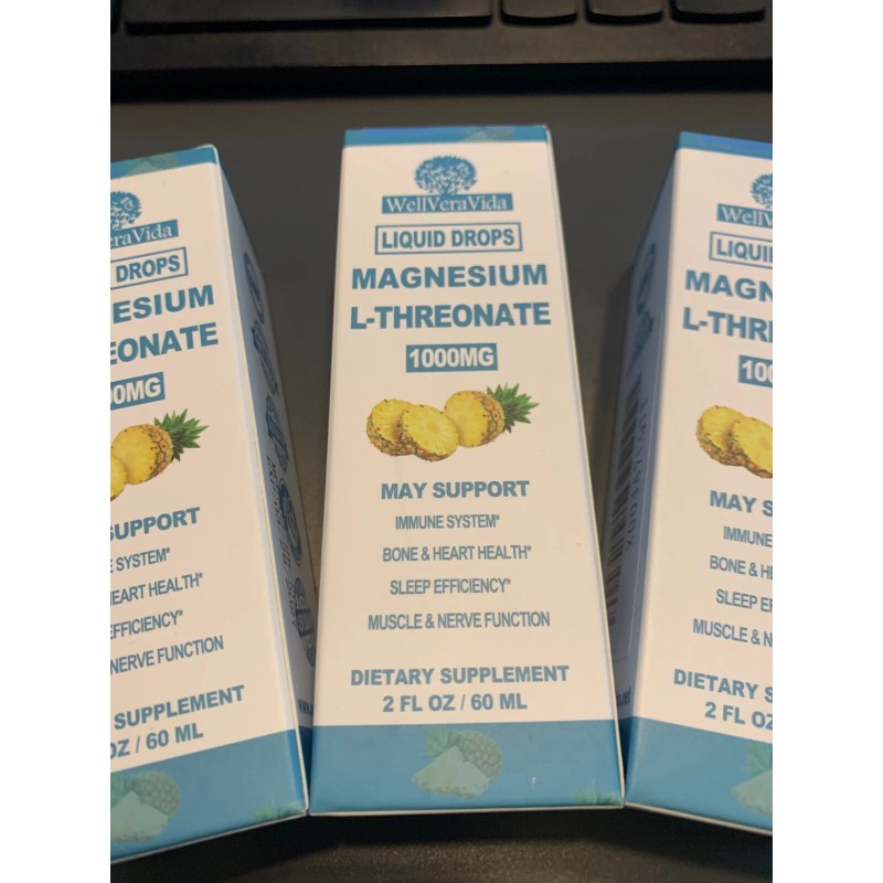 WellVeraVida Magnesium L-Threonate Liquid, Triple Sleep 2 Fl Oz (Pack