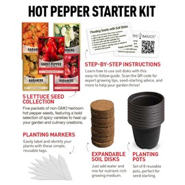 Hot Pepper Growing Kit – Grow Your Own Super Spicy Peppers – Non-GMO Heirloom Seeds, Complete Indoor Pepper Growing Kit and Outdoor, Perfect for Home Gardens & Hot Sauce Lovers