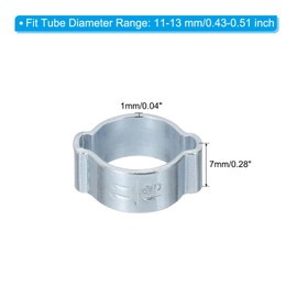 PATIKIL 60 Pack 11-13mm Double Ear Hose Clamp, Galvanized Steel O Clip Crimp Rings for Fuel Petrol Pipe Tube Fitting Connections, Silver Tone