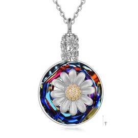 YFN Daisy Flower Necklace Jewellery Gifts for Women Girls Sterling Silver, Sterling Silver, No Gemstone