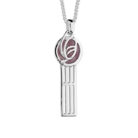 ORTAK 925 Sterling Silver Handmade Pendant Necklace Charles Rennie Mackintosh Design Hot Glass Hand Enamel In Sorbet Pink Colourways High Polished Scottish Fine Jewellery Made In Scotland