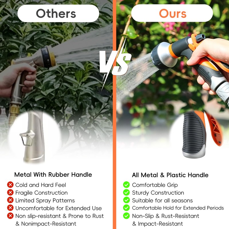 Garden Hose Nozzle Sprayer Heavy Duty Metal Spray Nozzles 8