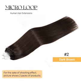 Microlink Hair Extensions Human Hair Dark Brown Microbead Hair Extensions 14 Inch Beaded Remy Hair Extension 1g/s 50g #2