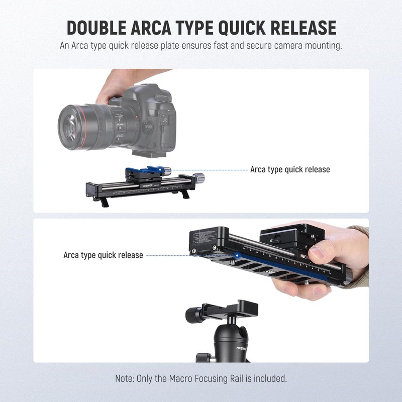 NEEWER 140mm Macro Focusing Rail, Macro Rail Slider with 360°