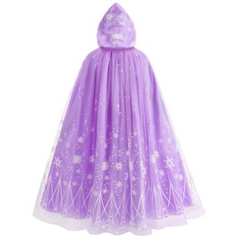 Girls Elsa Cape Kids Anna Play Cloak Girls Snow Cape Ice Costume Purple 7-10Years