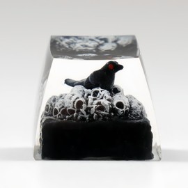 ULTRAEQUIP Artisan Keycaps Crow&Skull Keycaps Resin keycap Escape Custom Keycap 1U Keycaps SA Prolfile Keycaps Handmade Keycaps for MX Switch Mechanical Keyboards Key Cap (Crow_Skull_Keycap)