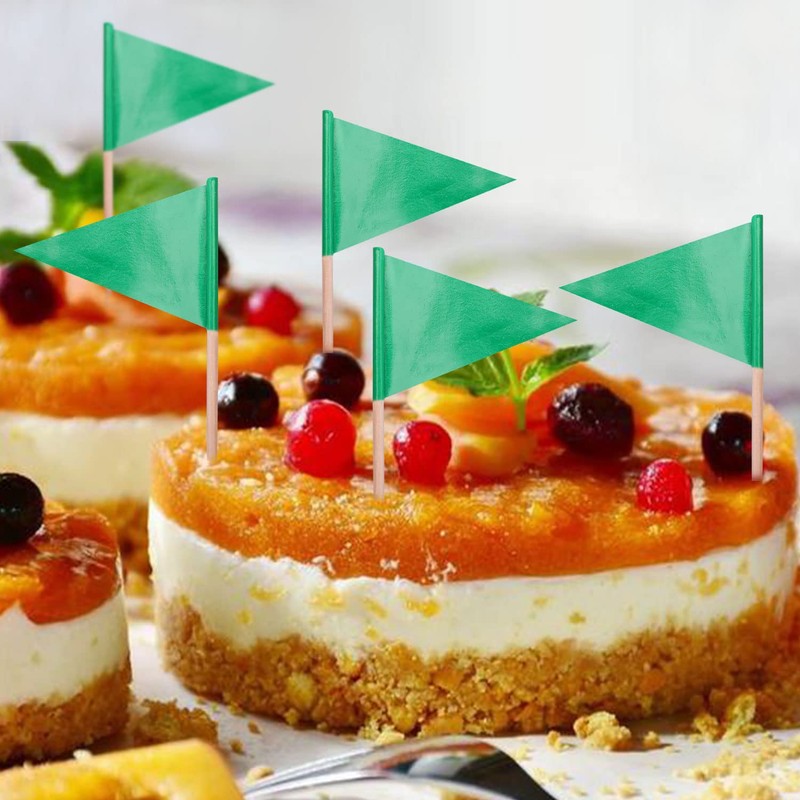 stidsds Solid Green Cupcake Toppers Flags Mini Small Plain Green