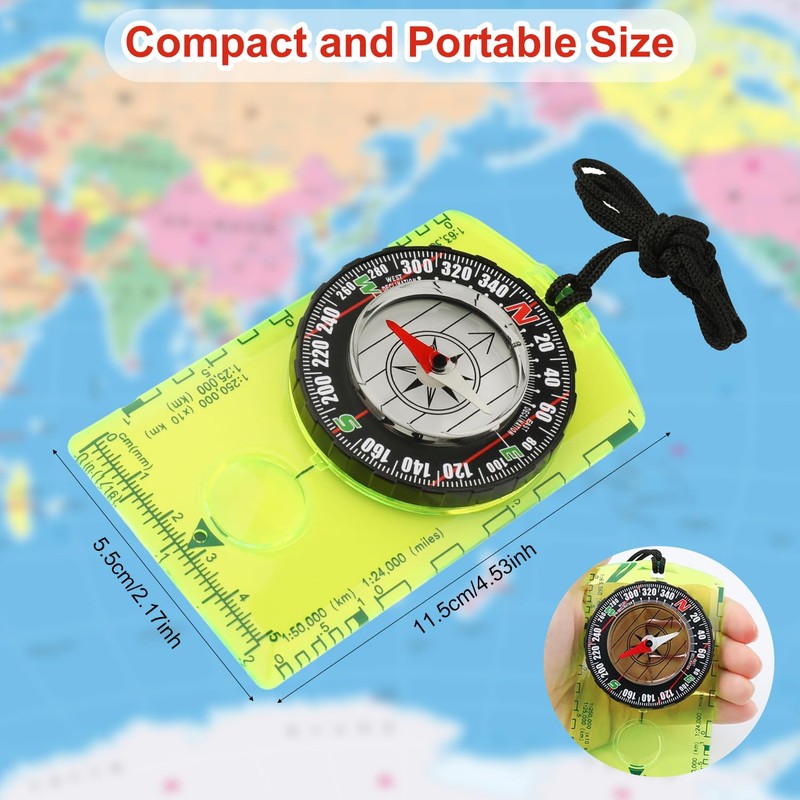 Navigation Compass, Orienteering Compass, Multifunctional Magnetic Hiking Compass with Adjustable