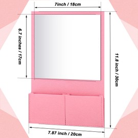 Wonderjune Magnetic Locker Mirror 7 x 6.7 Inch Magnet Mirror with Holder Bag Locker Organizer Accessories Decorations for Office Cabinet Bathroom Refrigerator(Pink)