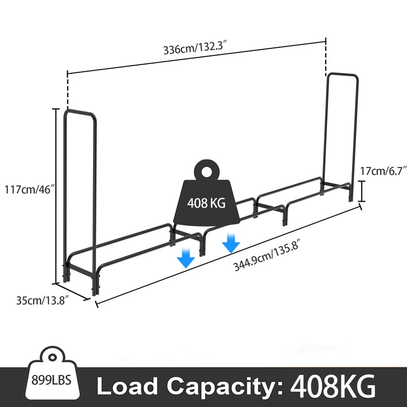 Heavy Duty Firewood Log Rack for Indoor & Outdoor Storage