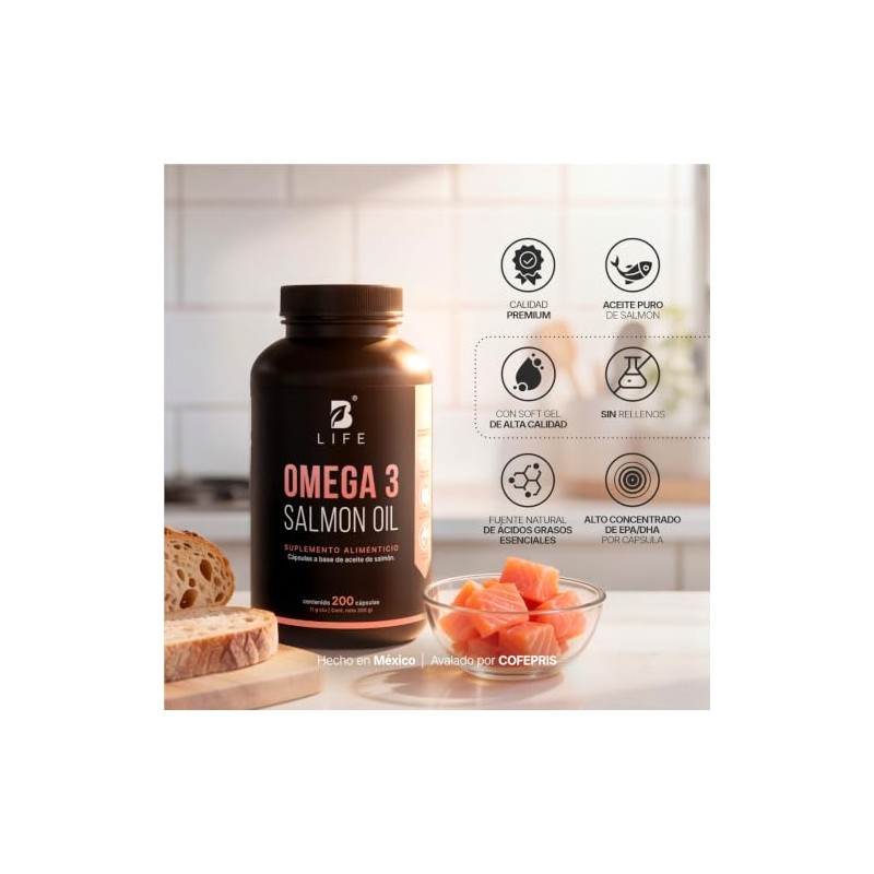 B Life Omega 3 Aceite Puro de Salmón de 200