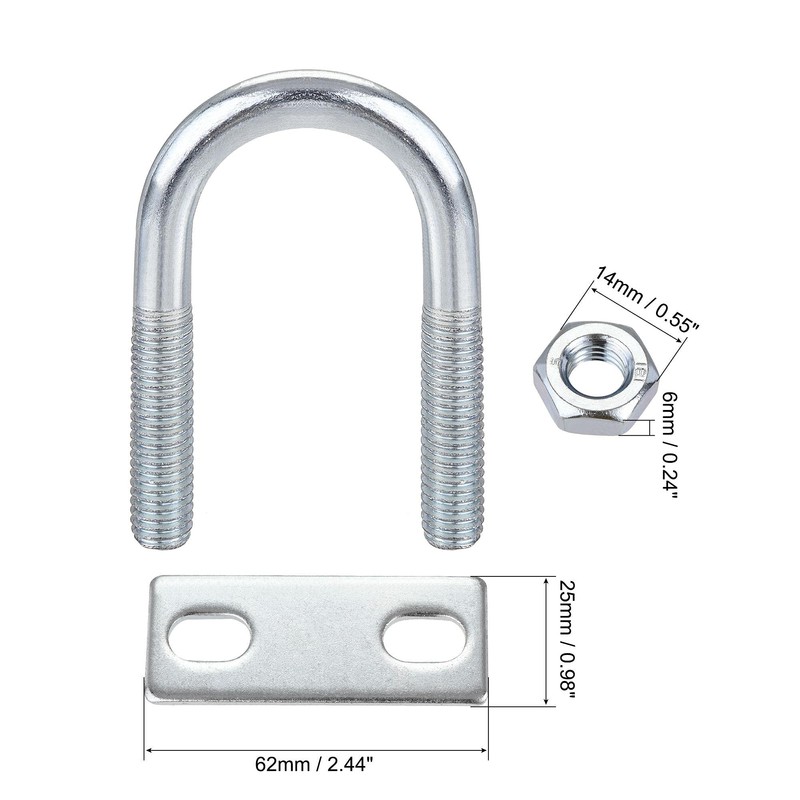 sourcing map 1 Set M8 Round U-Bolt Shackle Bolts Steel