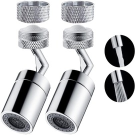 MOSU Aireador de Grifo Giratorio de 720°, Dos Modos de Salida de Agua, Aireador de Fregadero de Cocina que Ahorra Agua, Accesorio de Filtro de Grifo Universal para Baño (2 Piezas)