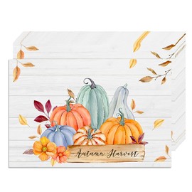 Pumpkin Leaves Paper Placemats Fall Autumn Harvest Paper Placemats 50 Pack, 10x14 Inch Seasonal Autumn Thanksgiving Disposable Placemat for Holiday Farmhouse Indoor Outdoor Home Party Dining Decoration