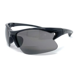 Incredible Bargains The Reno Bifocal Sun Readers, Unisex Sport Wrap Around Half Frame Reading Sunglasses + 1.50 Black