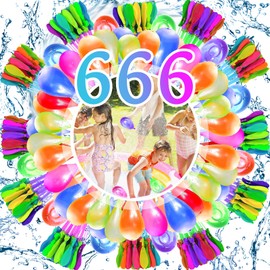 ZHHGOO Pack of 666 Water Balloons, Multicoloured Water Balloons, Seconds Quick Filler, Water Bombs Self-Closing, Asser Balloons Mega Pack, Pool Toy, Beach Party, Outdoor for Pool Party