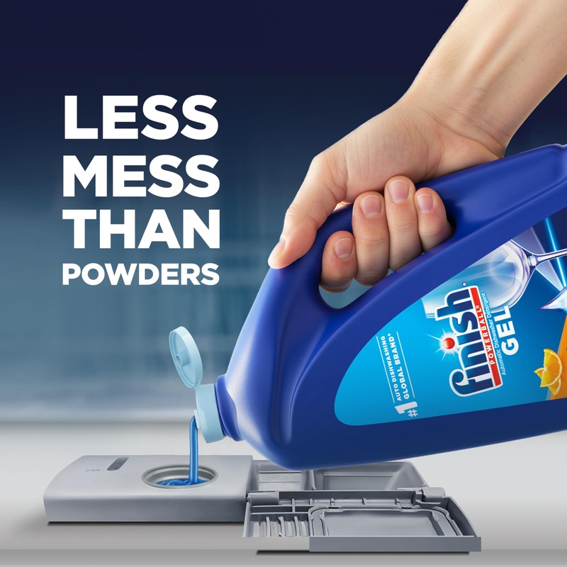 Finish Gel Liquid Dishwasher Detergent, Advanced Deep Cleaning Power Dish