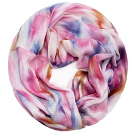 Glamexx24 Loop Tube Scarf for Women, Colour Gradient Summer Loop Round Scarf, Lightweight Gradient Rainbow Summer Scarf, pink