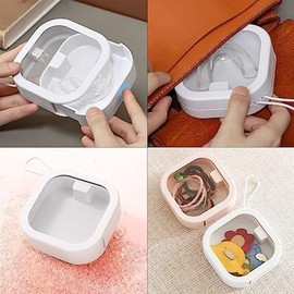 Tuperoymse Hair Tie Organizer, 2Pcs Hair Accessories Organizer Portable Stackable Hair Containers Pin Holder Travel Small Box Pink White