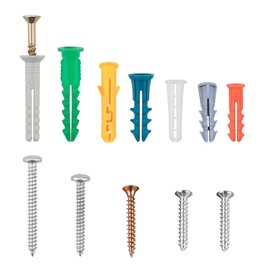 COOLOGIN Drywall Anchor Kit with Screws,144 PCS Colors Screw and Anchor Set includes 6 Sizes Plastic Wall Anchors and Self-Tapping Screws for Drywall with Organizer Case (260 PCS)