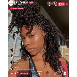 8 Inch Spring Twist Crochet Hair for Black Women - Pre-Looped, Curly Ends, Lightweight & Itch-Resistant, Hot-Water-Set, Boho Hippie Protective Hair Extension, 6 packs /90 Strands, Ombre Burgundy