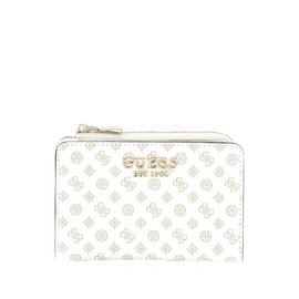 GUESS Arlena Logo Zip Around Card Case White Logo, White, Modern