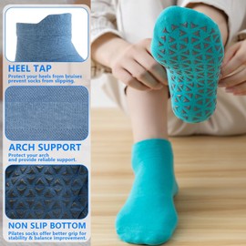 4 Pair Pilates Socks Yoga Socks with Upgarde Grips for Women,Non-Slip Grip Socks for Ballet,Hospital Anti Skid Sock for Women and Men by H HOME-MART