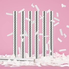 BATTIFE 7Pack White Confetti Wands, Confetti Shoot Poppers, Tissue Paper Confetti Flick Flutter Sticks for Wedding Celebrations Anniversary Birthday Party, 14 Inch