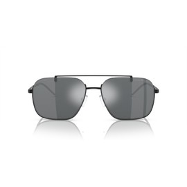 Emporio Armani Men's EA2150 Aviator Sunglasses, Shiny Black/Light Grey Mirrored Black, 57 mm