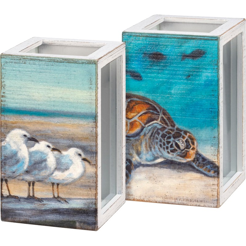 Primitives by Kathy Sea Turtle Home Décor Shell Holder,Blue