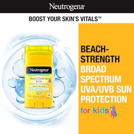 Neutrogena Beach Defense Kids Sunscreen Stick SPF 60+, Hawaii Reef Act 104 Compliant, Octinoxate & Oxybenzone Free, Sunscreen for Face & Body, Travel 