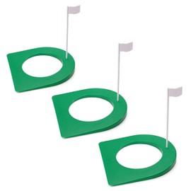 Thatyro 3 Pack Golf Putting Cup Set, Green Golf Hole with Flag, Portable Golf Putting Hole Training Aid for Practice Game Indoor Outdoor Home Backyard (3)