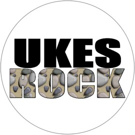 Kiwi Gifts Ukes Rock - Ukulele Instrument Music - 3 Inch Circle Sticker 3" x 3"