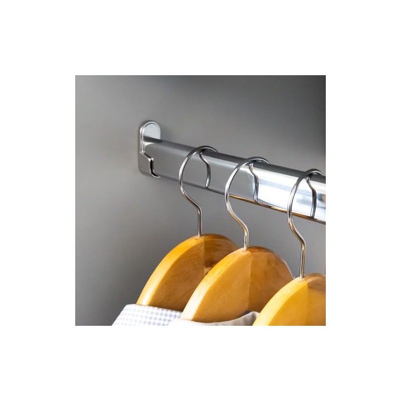 Oval Closet Rod with End Supports (CHROME - 36 inch)