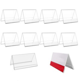 Acrylic 10 Pack Table Name Badges 9x6cm Clear Acrylic Label Holder Table Menu Holder Clear Acrylic for Posters, Counters, Shops, Picture Frames